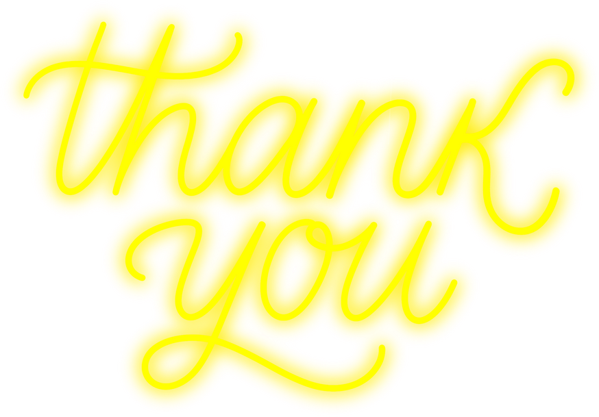 Thank you - hand written yellow neon lettering illustration.